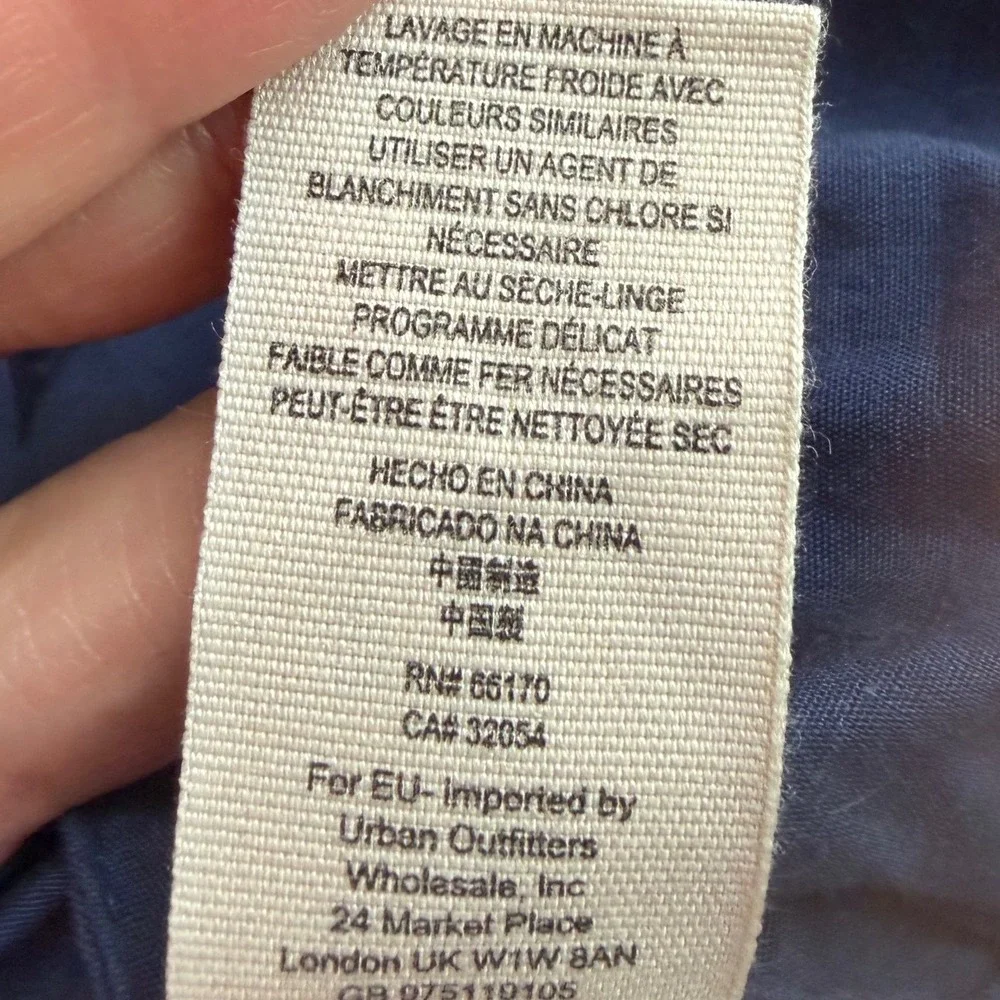 Free People Military Napoleon Jacket Blazer Women S Blue Double Breasted Linen